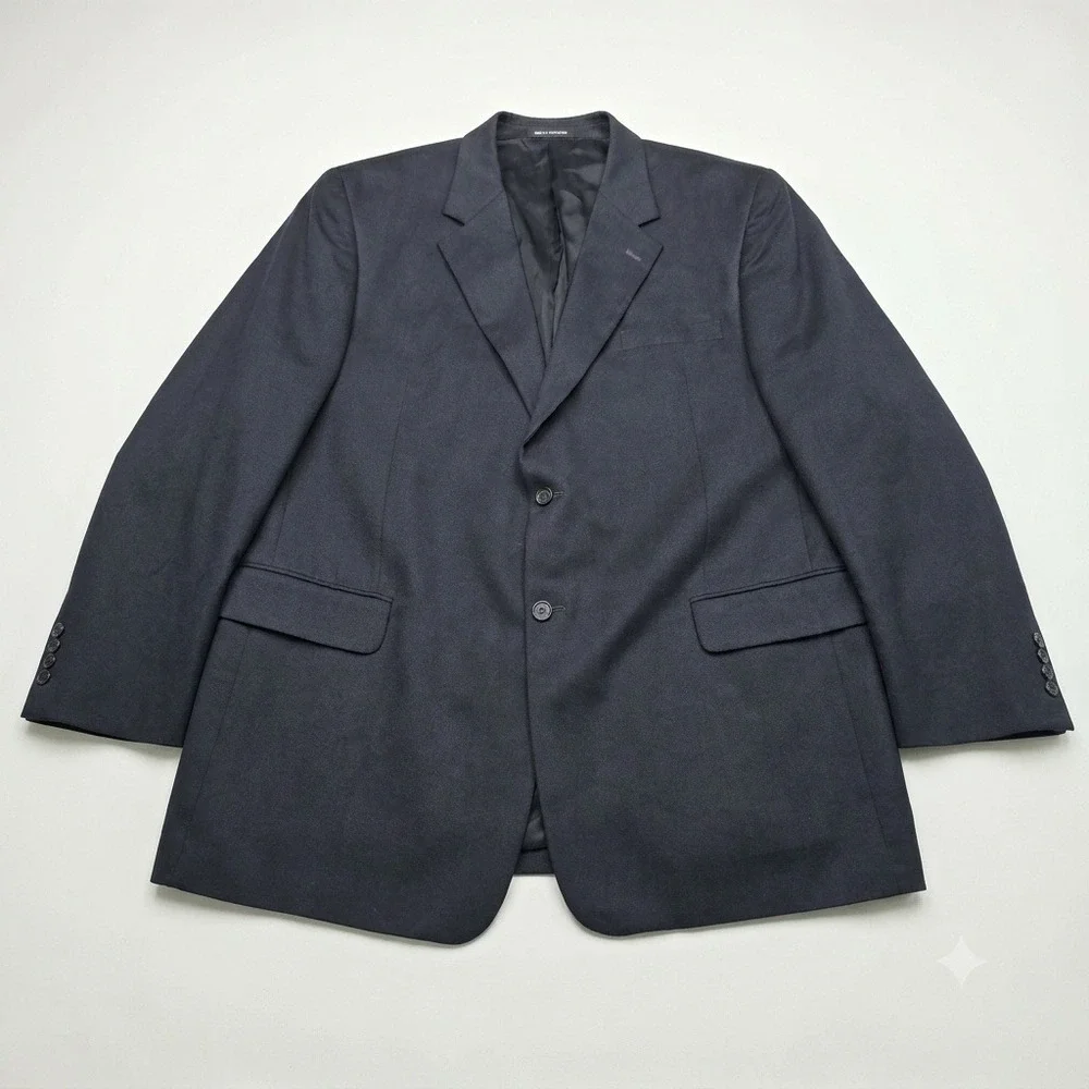 LaCrosse Mens 46L Black Microfiber Blazer 2 Button Sport Coat Jacket 26x33